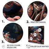 Rustic Pink Chopper Bike - Motorcycle Canvas Wall Art