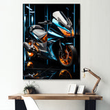 Electric Blue Ride Scooter - Motorcycle Canvas Wall Art