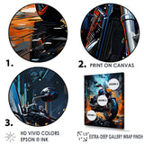 Motorcycle Electric Blue Ride - Motorcycle Canvas Wall Art