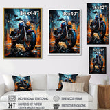 Motorcycle Electric Blue Ride - Motorcycle Canvas Wall Art