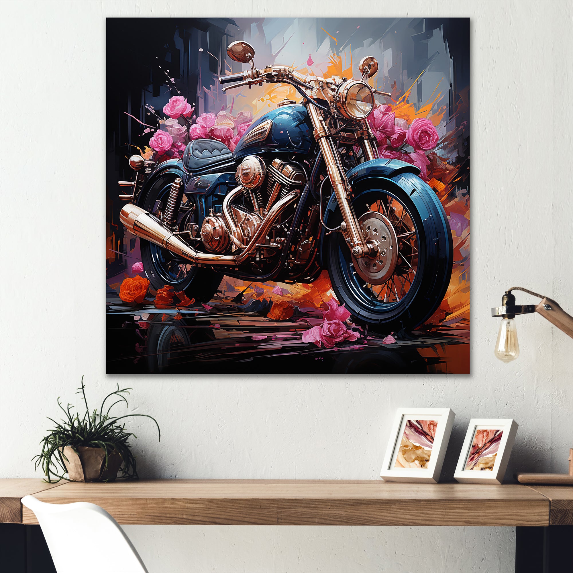 Expressionist Motor Adventure - Motorcycle Canvas Wall Art