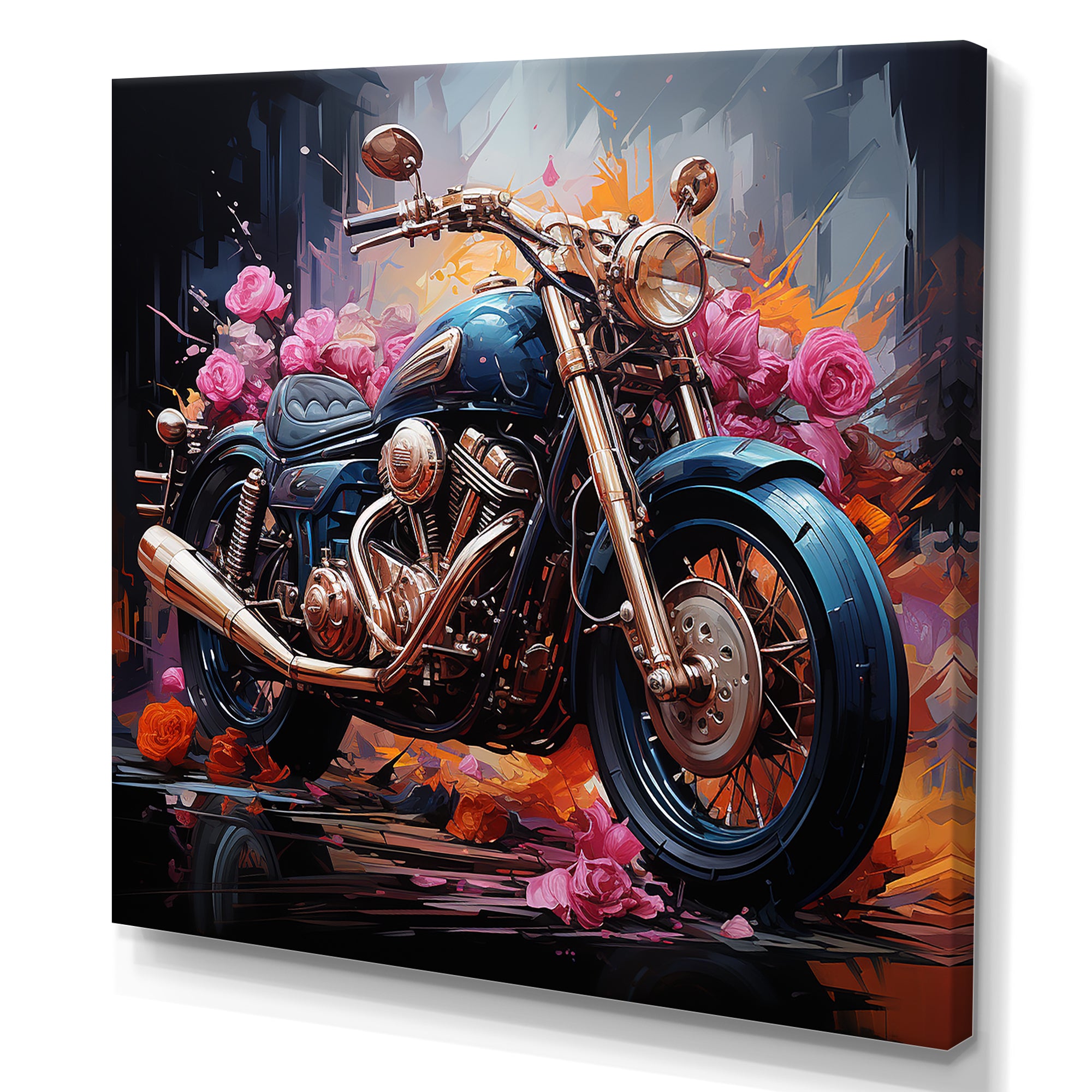 Expressionist Motor Adventure - Motorcycle Canvas Wall Art
