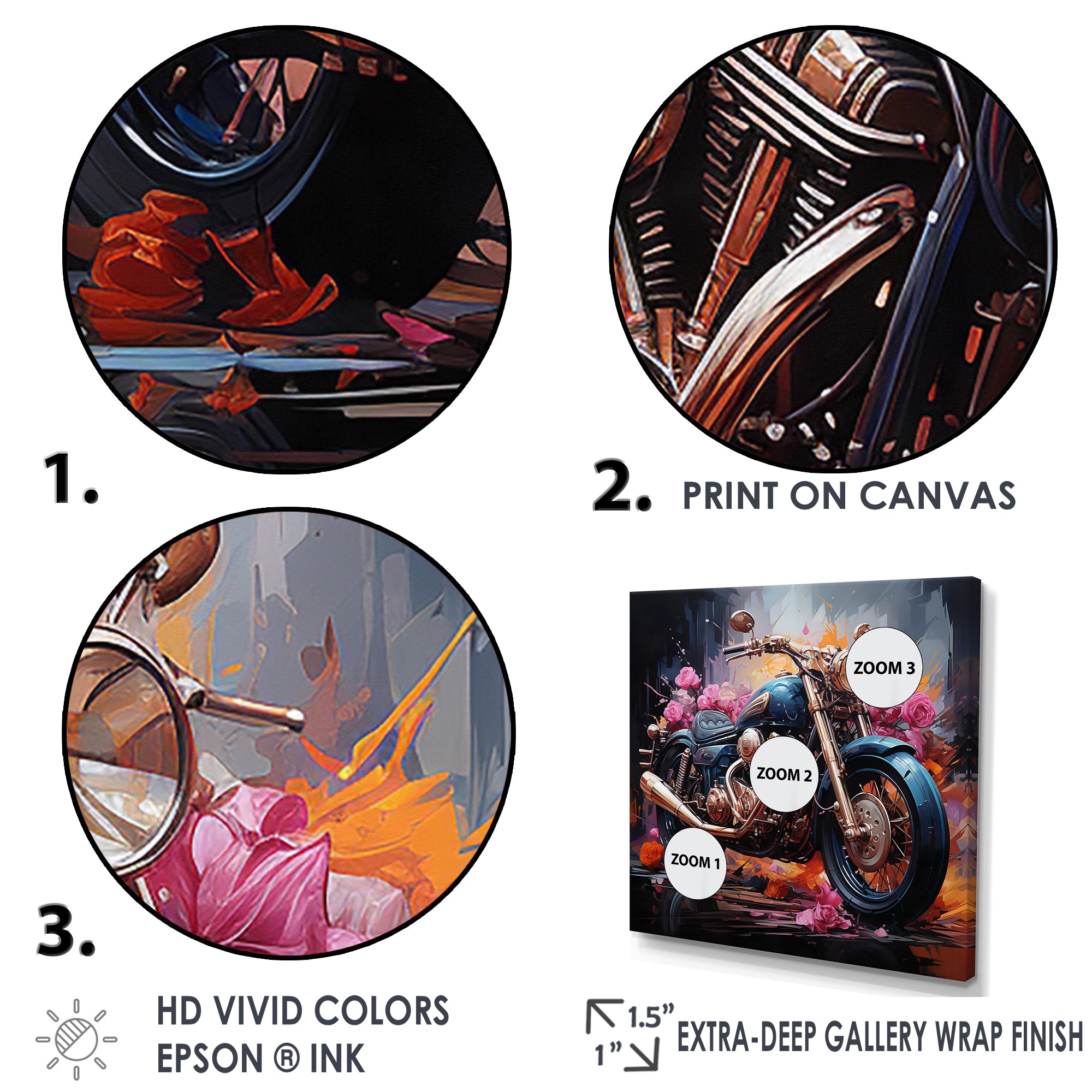 Expressionist Motor Adventure - Motorcycle Canvas Wall Art