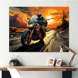 Expressionist Motorcycle Ride - Motorcycle Canvas Wall Art