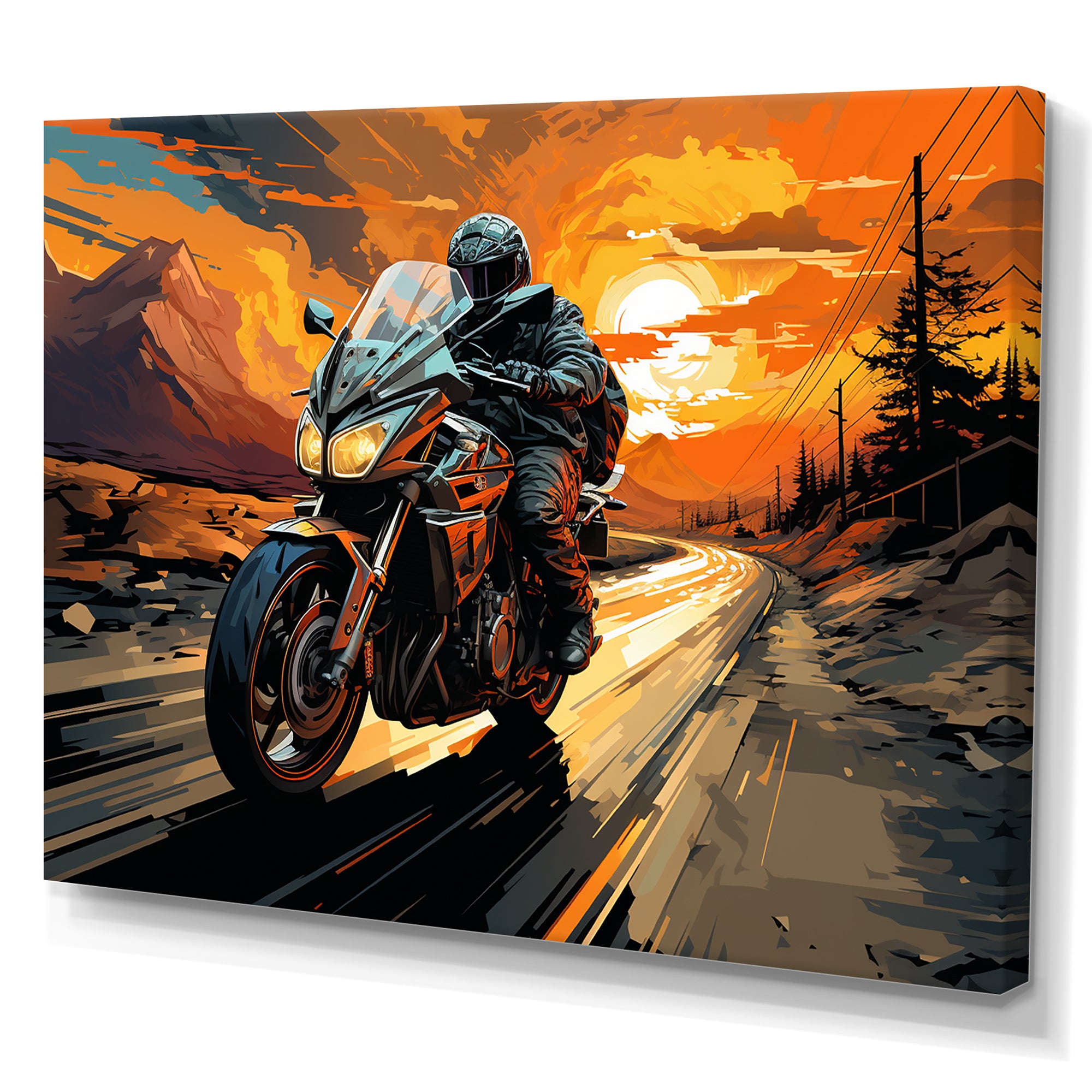 Expressionist Motorcycle Ride - Motorcycle Canvas Wall Art