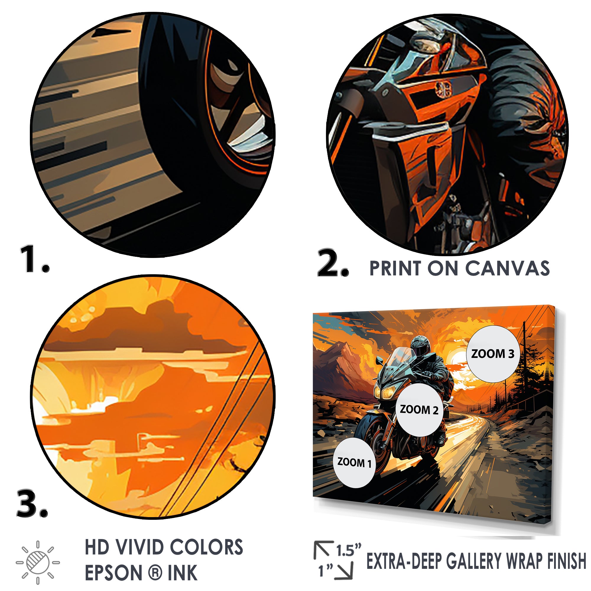 Expressionist Motorcycle Ride - Motorcycle Canvas Wall Art