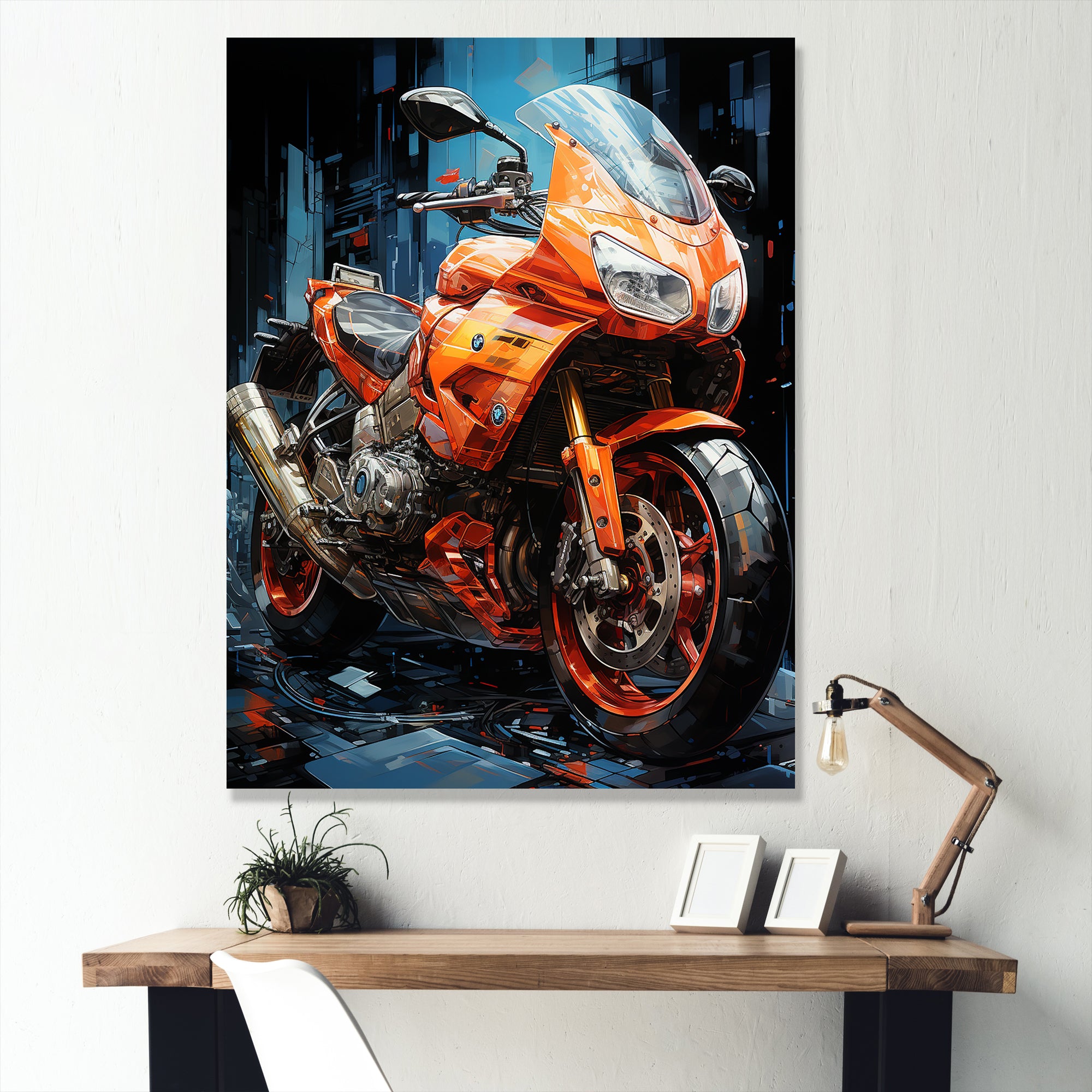 Geometric Bike Essence - Motorcycle Canvas Wall Art
