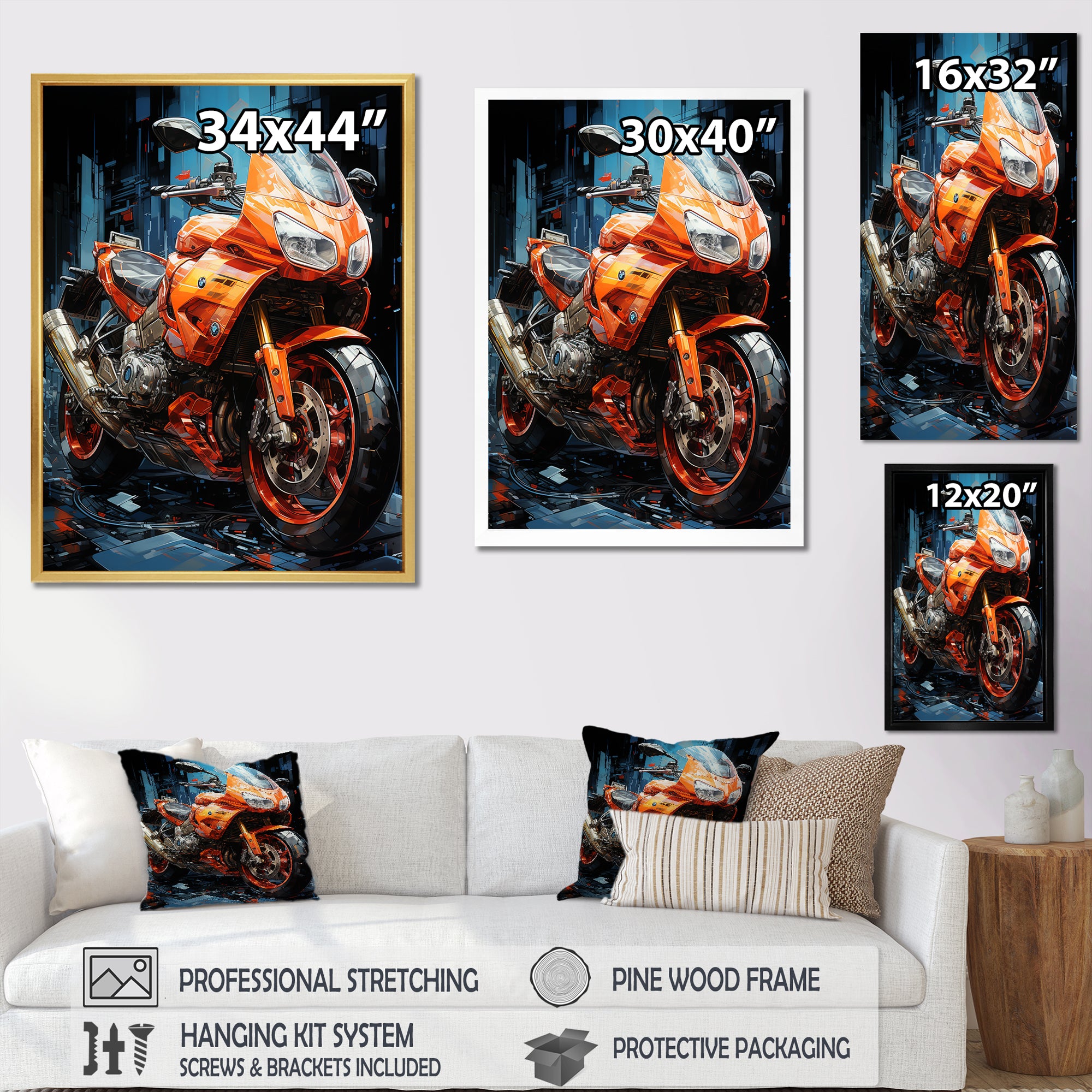 Geometric Bike Essence - Motorcycle Canvas Wall Art