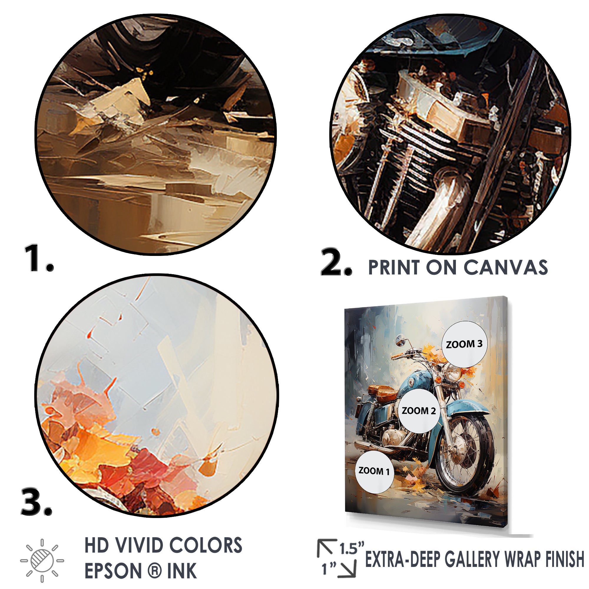 Impressionist Bike Ride - Motorcycle Canvas Wall Art