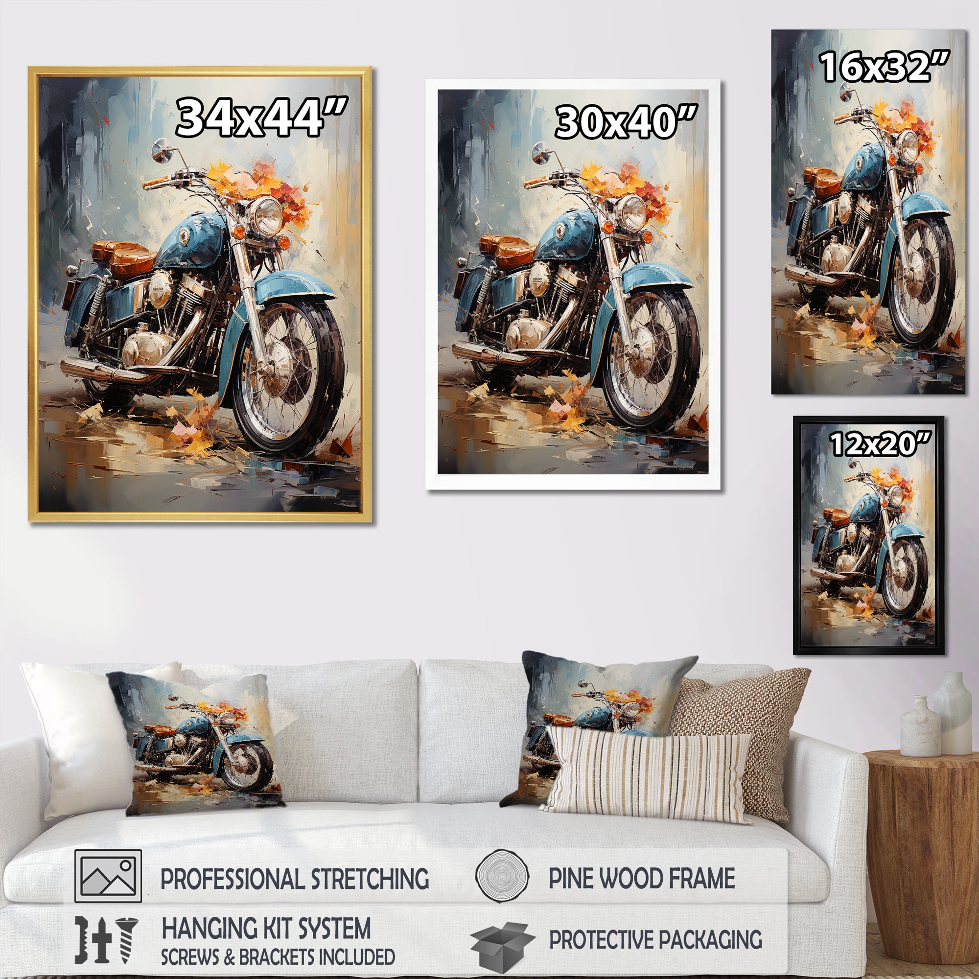 Impressionist Bike Ride - Motorcycle Canvas Wall Art