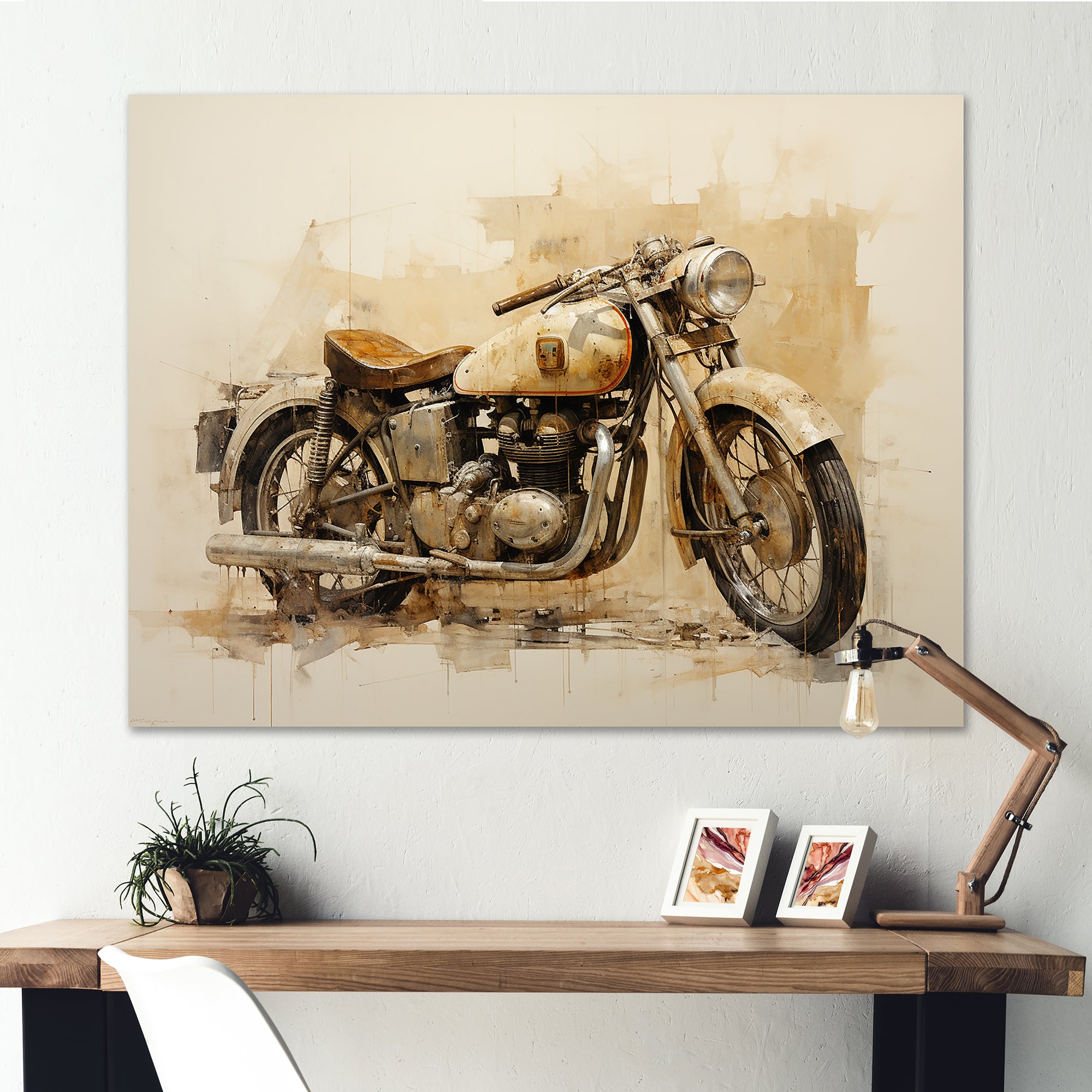 Minimalism Motorcycle - Motorcycle Canvas Wall Art