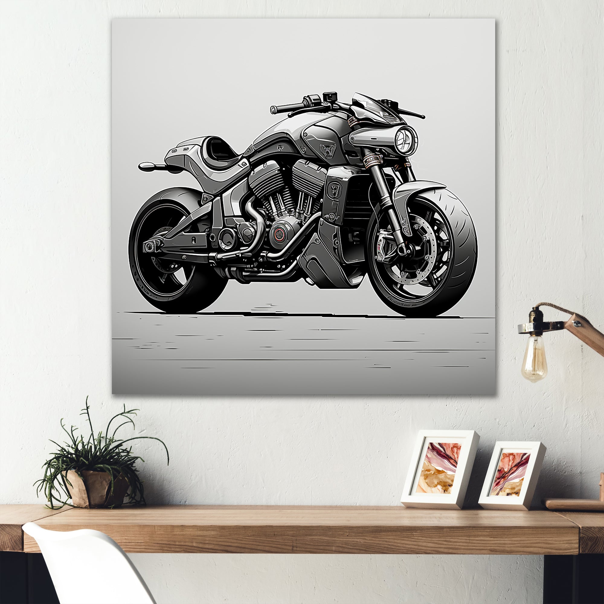 Minimalist Roadster - Motorcycle Canvas Wall Art