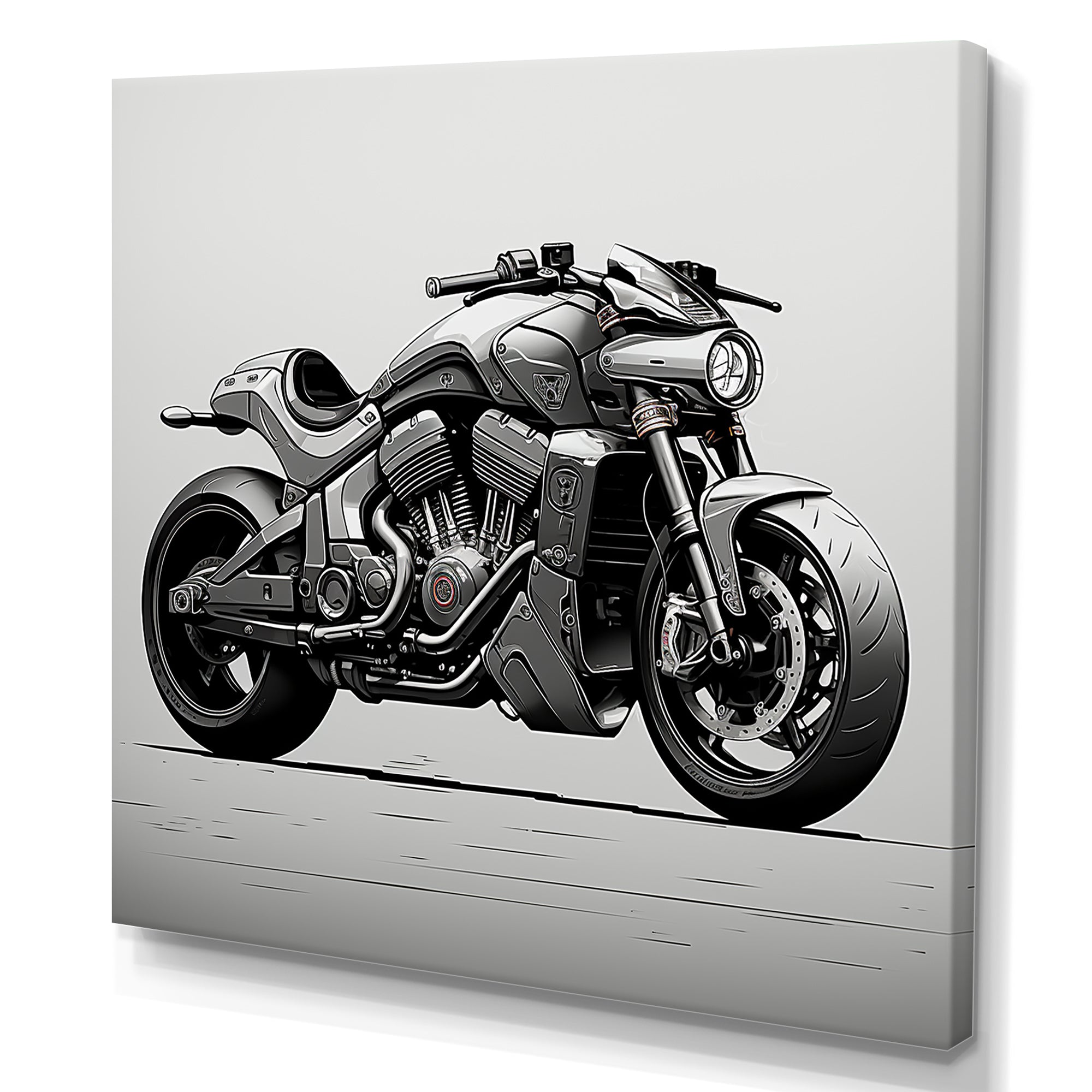 Minimalist Roadster - Motorcycle Canvas Wall Art