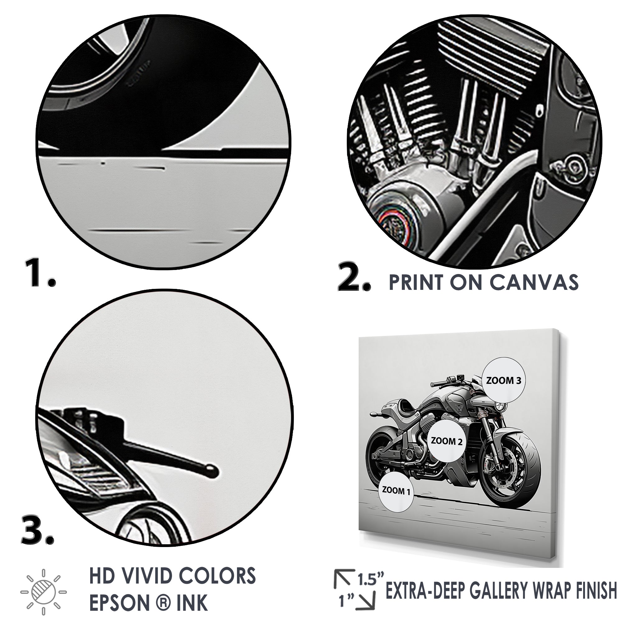Minimalist Roadster - Motorcycle Canvas Wall Art