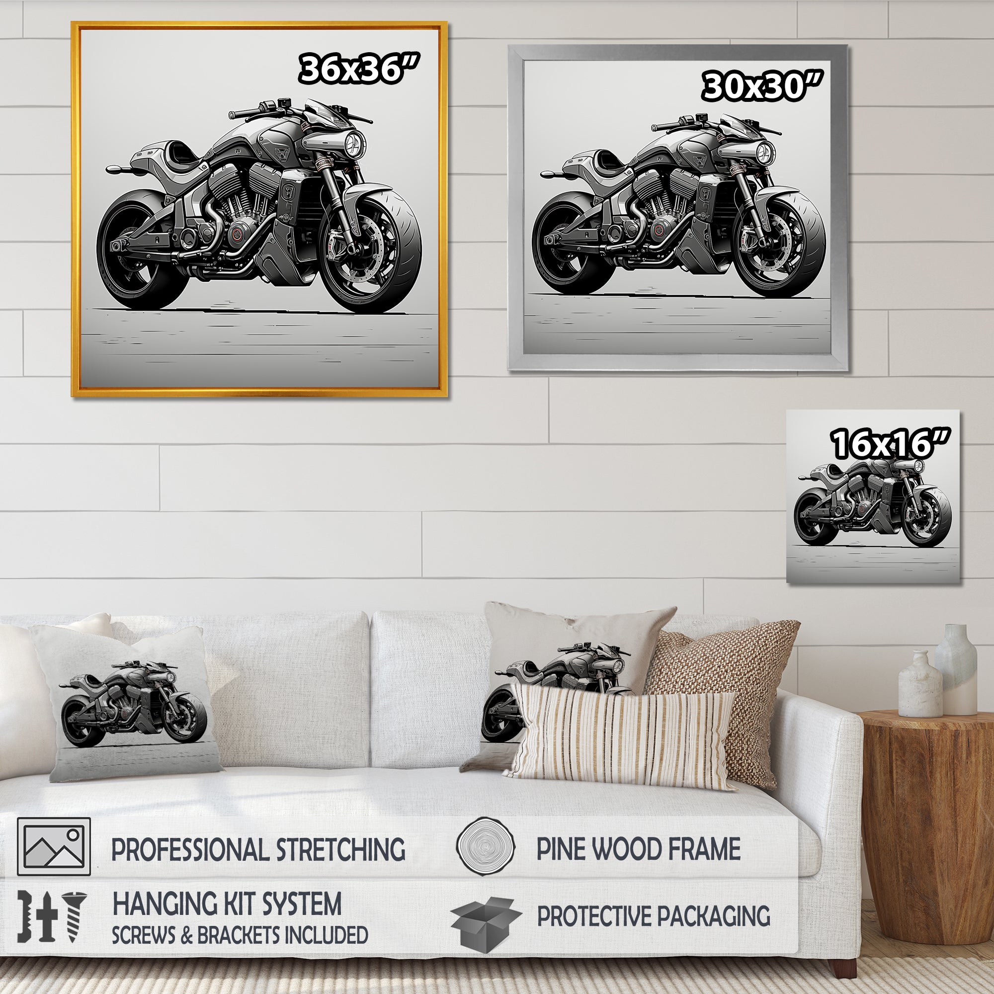 Minimalist Roadster - Motorcycle Canvas Wall Art