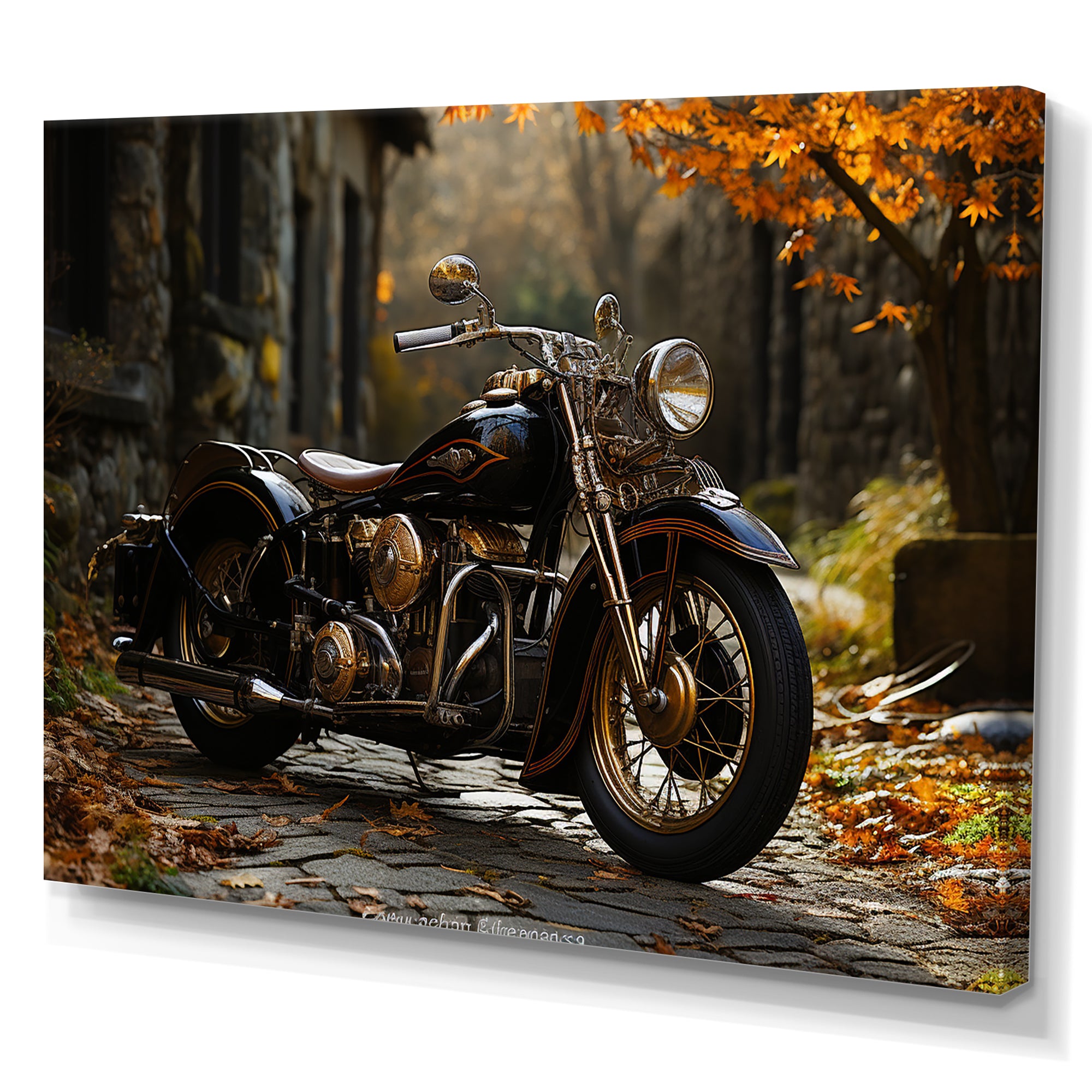 Motorcycle Charm In Winter - Motorcycle Canvas Wall Art
