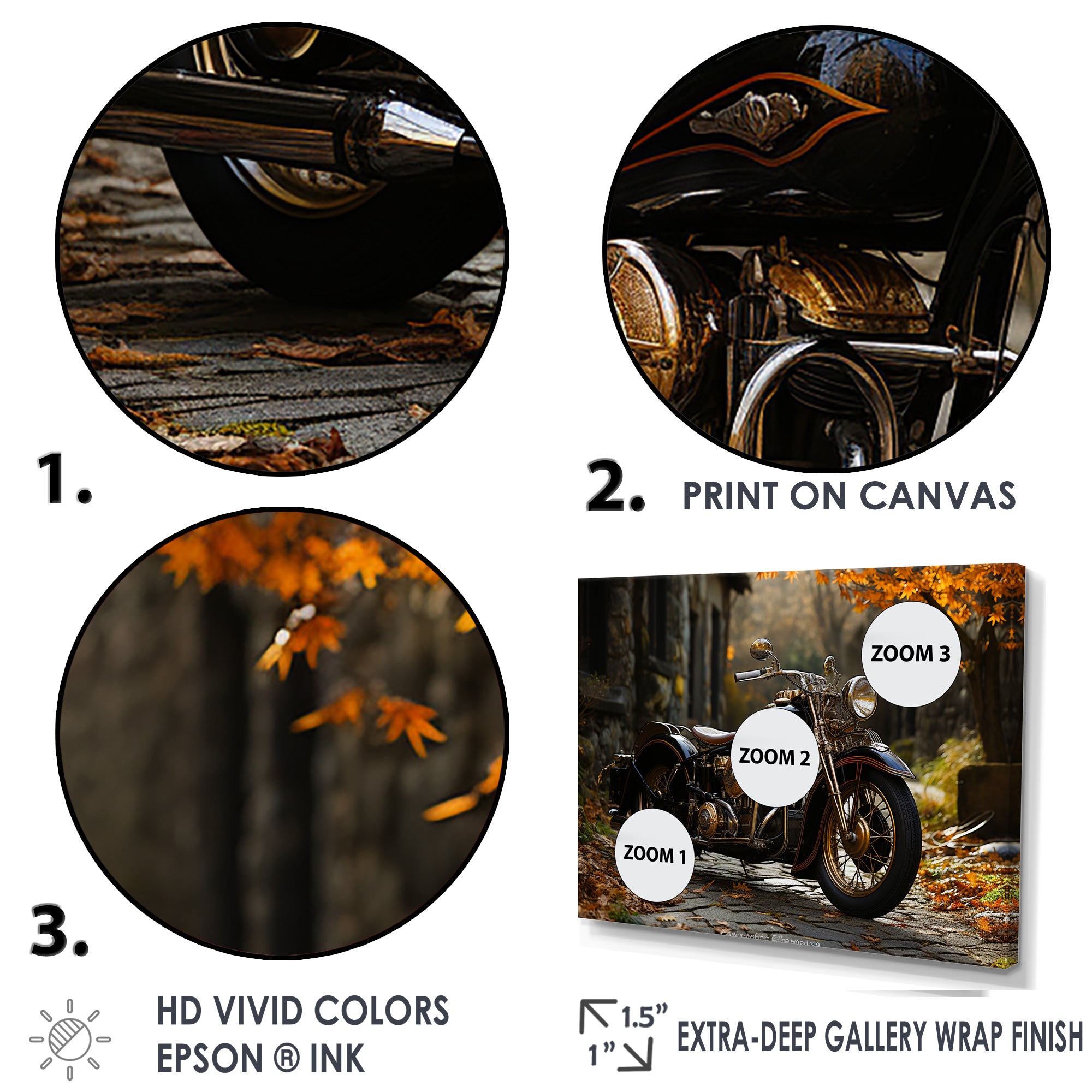 Motorcycle Charm In Winter - Motorcycle Canvas Wall Art