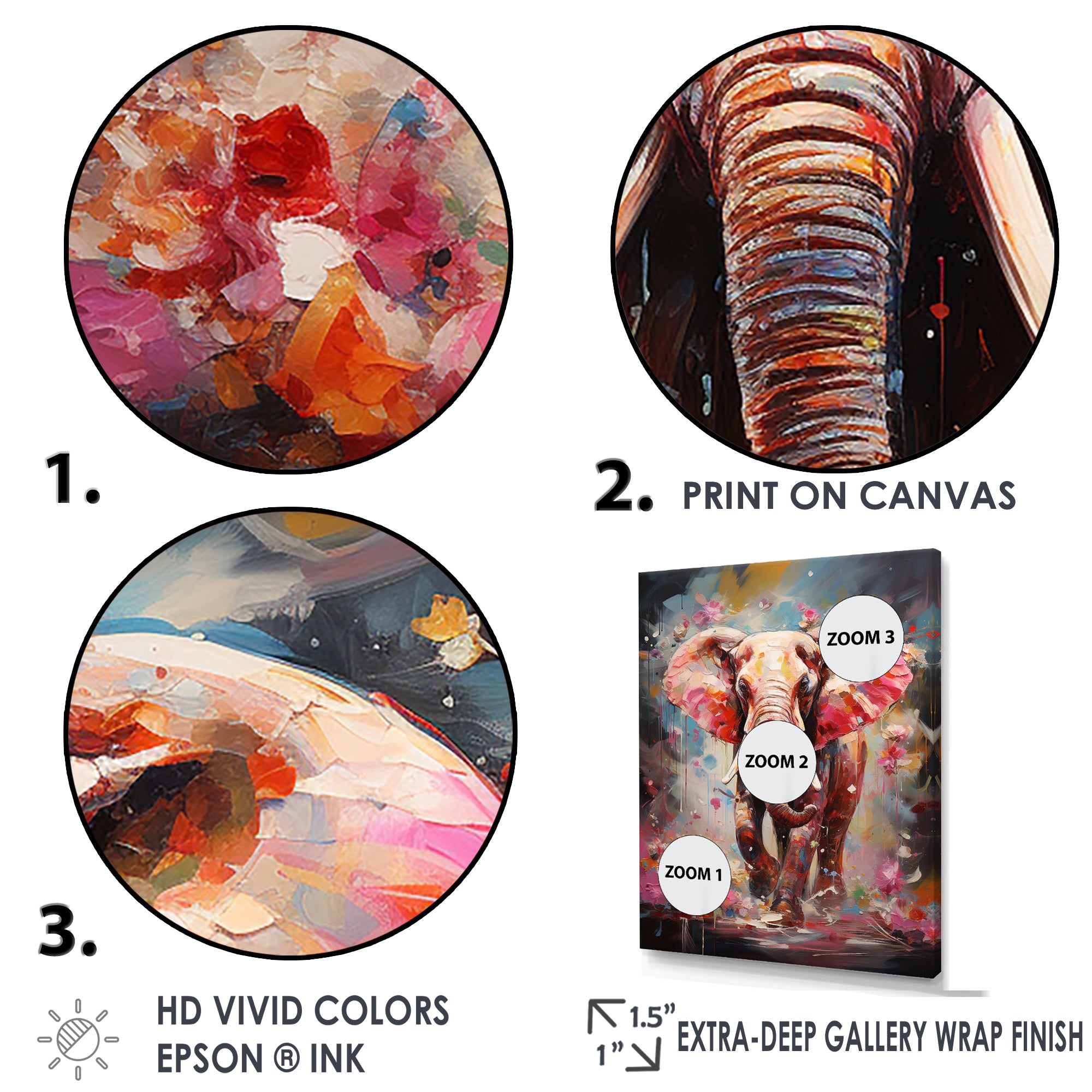Pink Elephant Stampede - Elephant Home Decor Art
