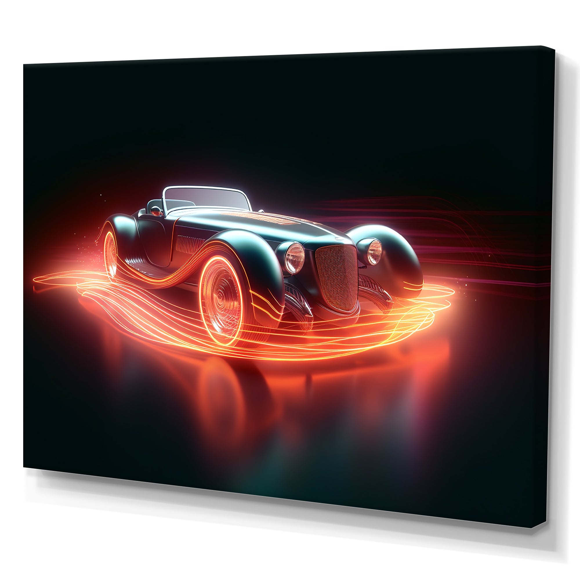 Neon Light Strips Roadster - Classic Cars Canvas Wall Art
