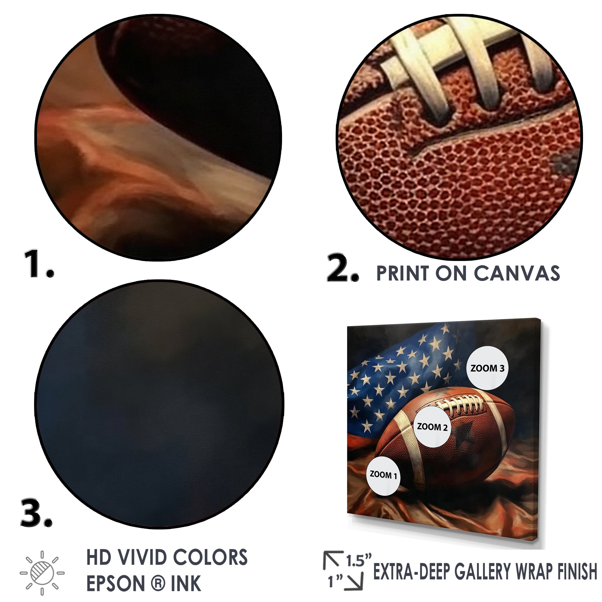 Patriot USA Football Ballon - NFL Canvas Wall Art