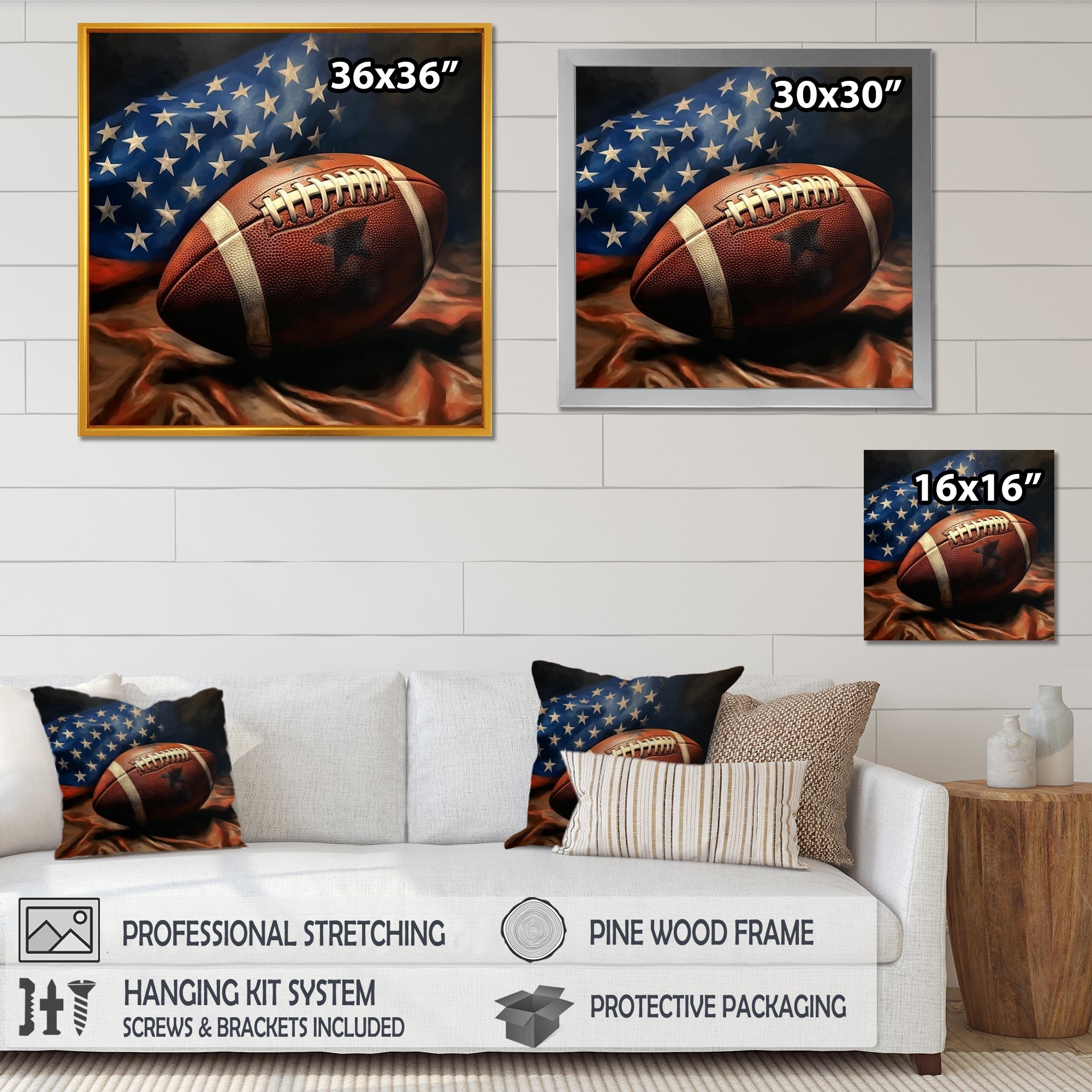 Patriot USA Football Ballon - NFL Canvas Wall Art
