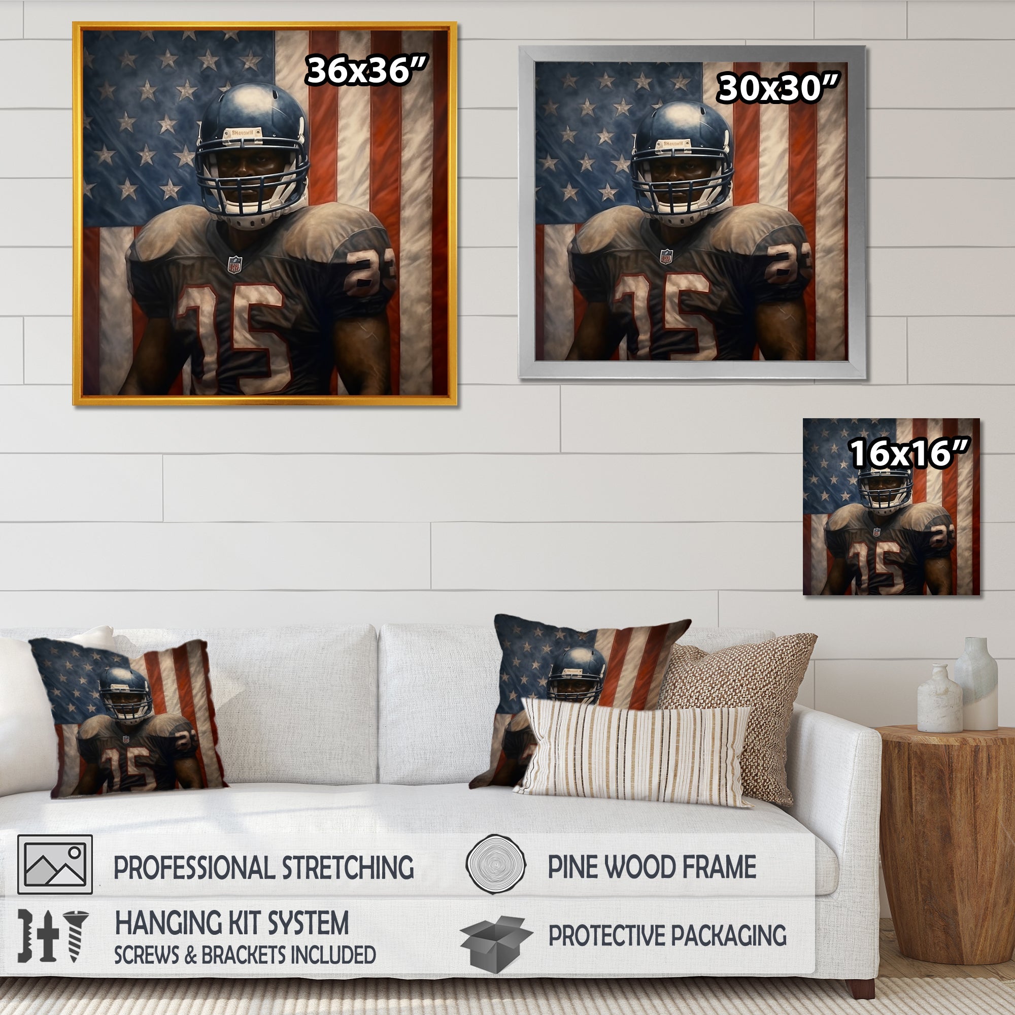 Patriot USA Football Player - NFL Canvas Wall Art