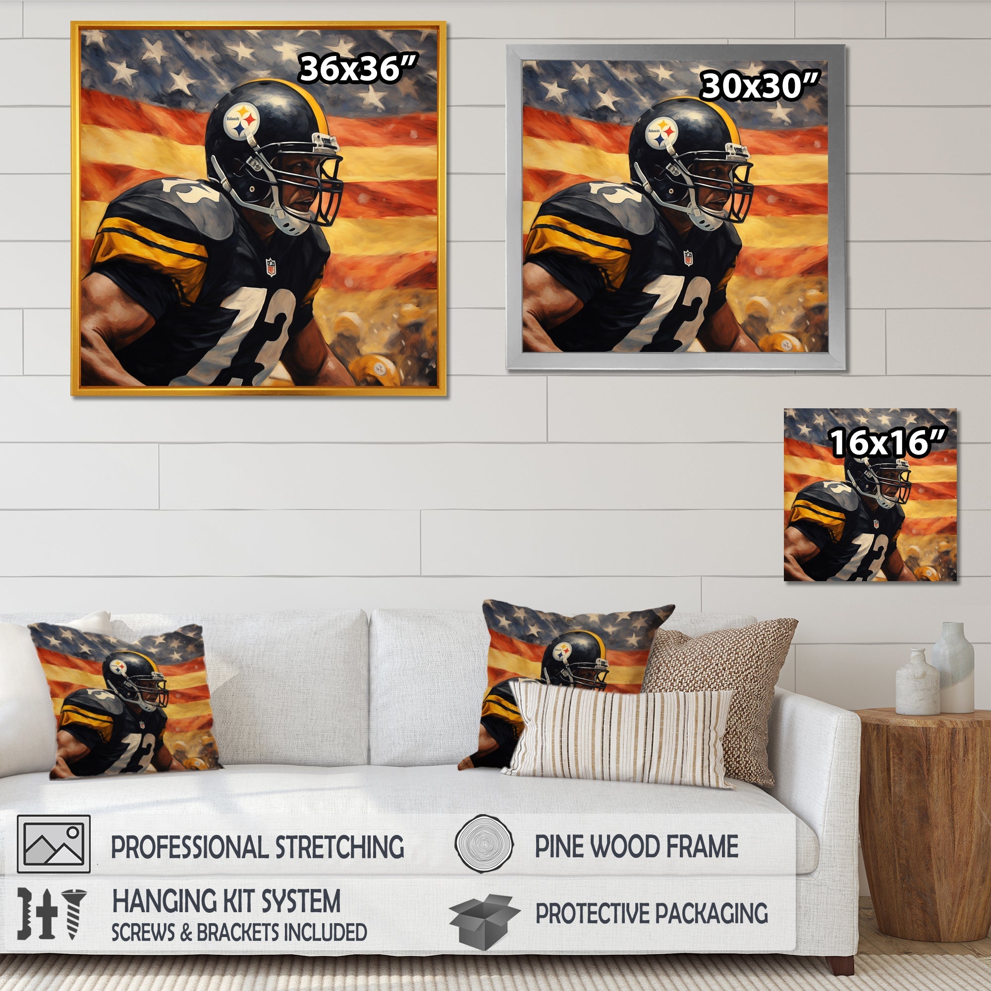Patriot USA Football Player I - NFL Canvas Wall Art