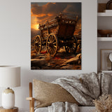 Old American Cart In Texas Horizon - Old American Cart Canvas Wall Art