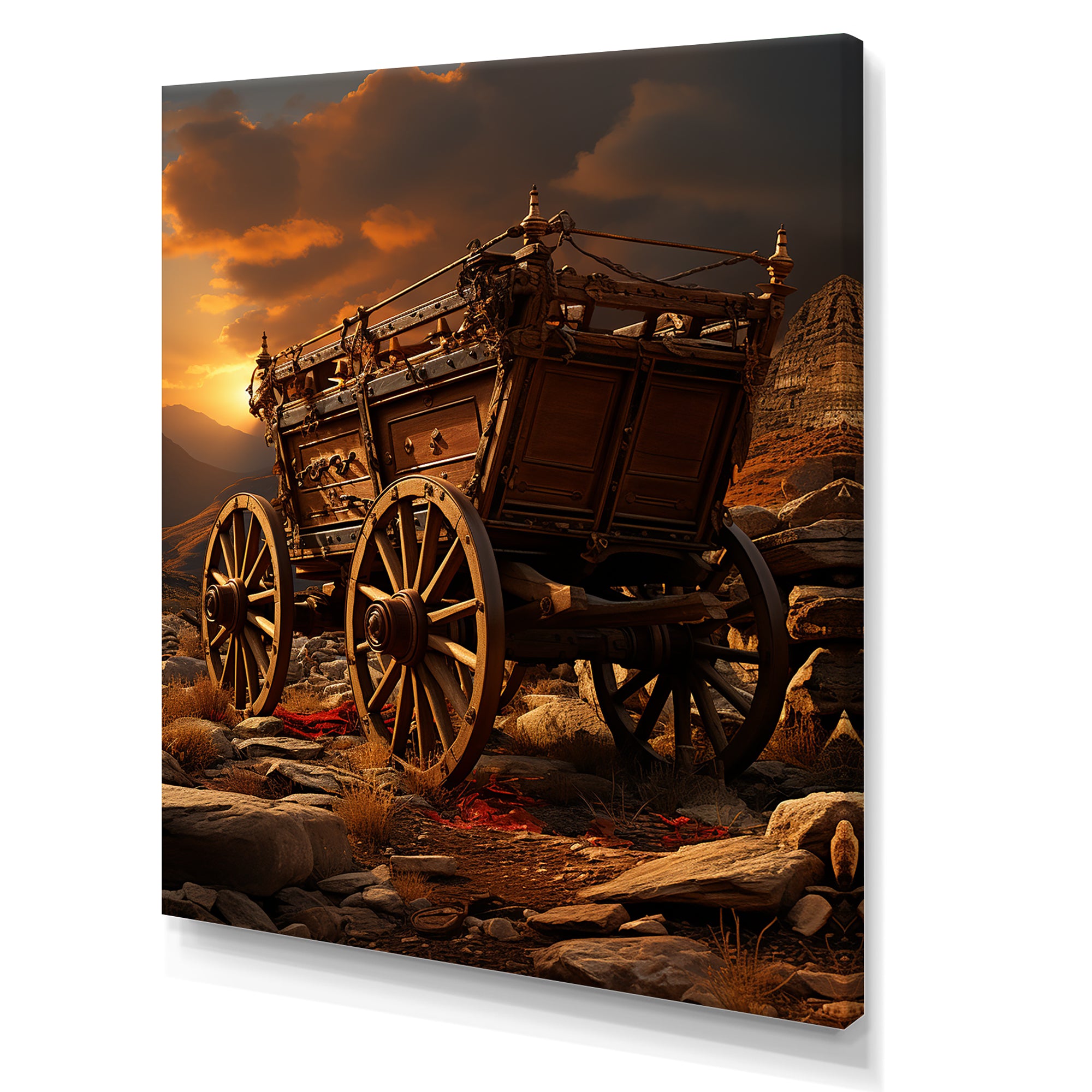Old American Cart In Texas Horizon - Old American Cart Canvas Wall Art