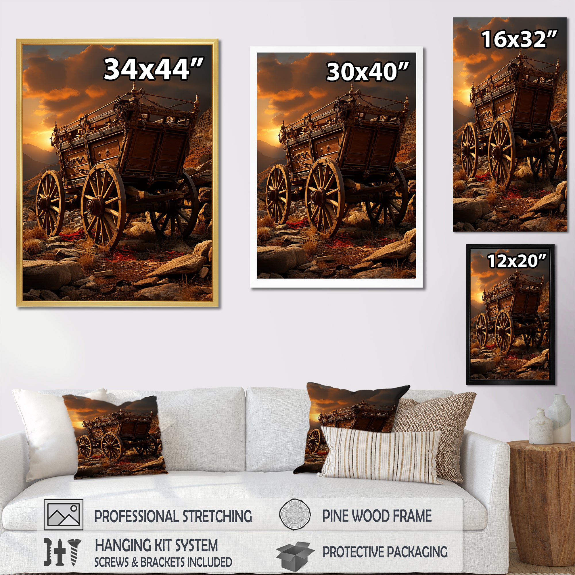 Old American Cart In Texas Horizon - Old American Cart Canvas Wall Art