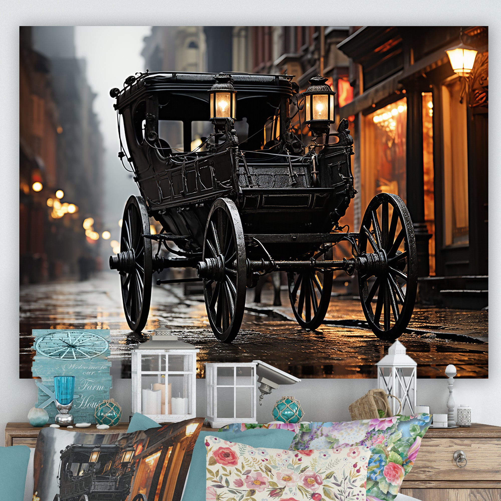 A Romantic Gothic Old Cart - Old American Cart Canvas Wall Art