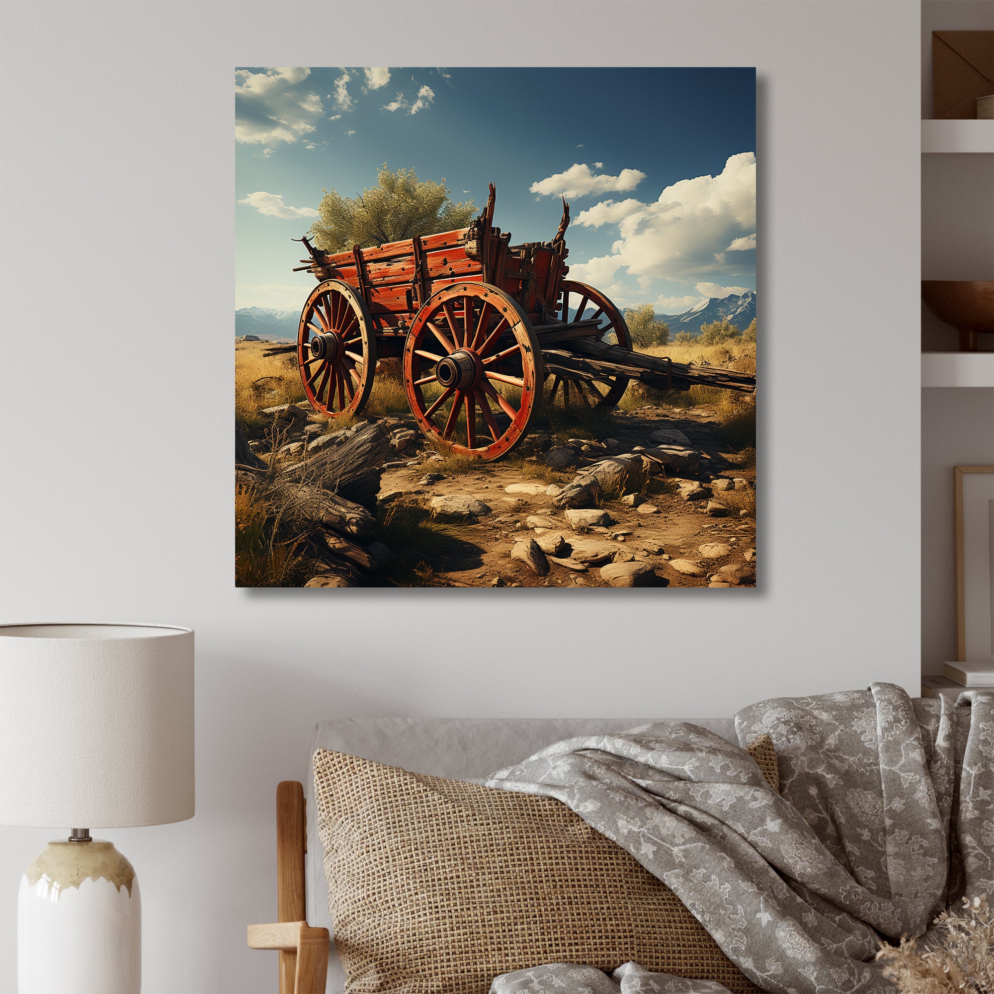 Old American Cart In Usa - Old American Cart Canvas Wall Art