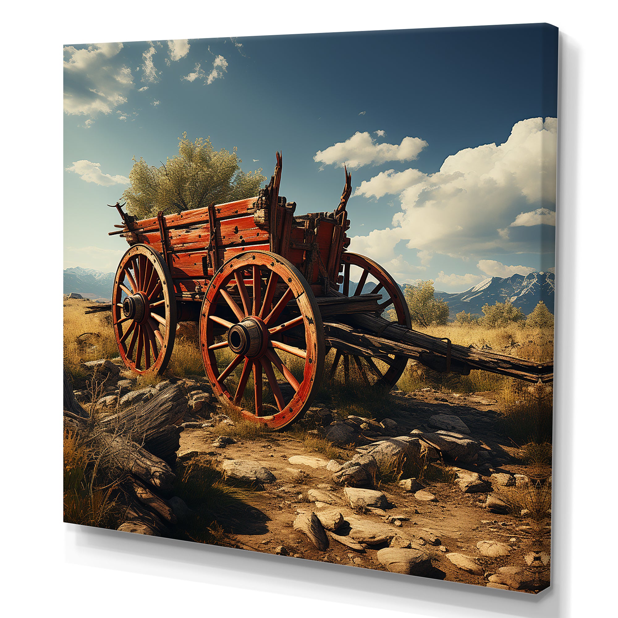 Old American Cart In Usa - Old American Cart Canvas Wall Art