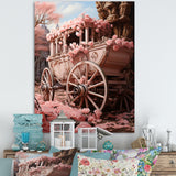 Romanticism Pink Wedding Carriage - Old American Cart Canvas Wall Art