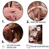 Romanticism Pink Wedding Carriage - Old American Cart Canvas Wall Art