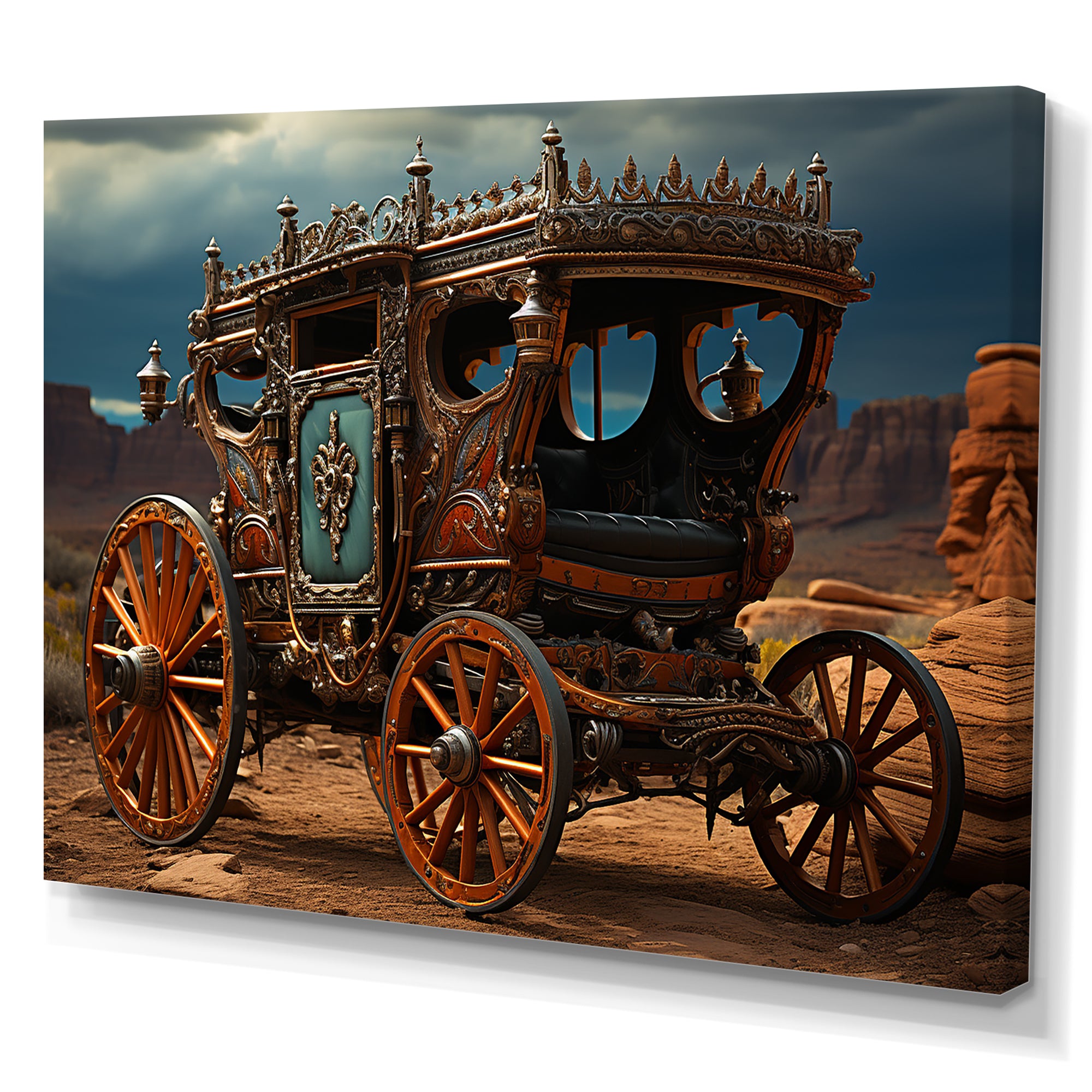 Fantasy Western Wagon In Usa - Old American Cart Canvas Wall Art