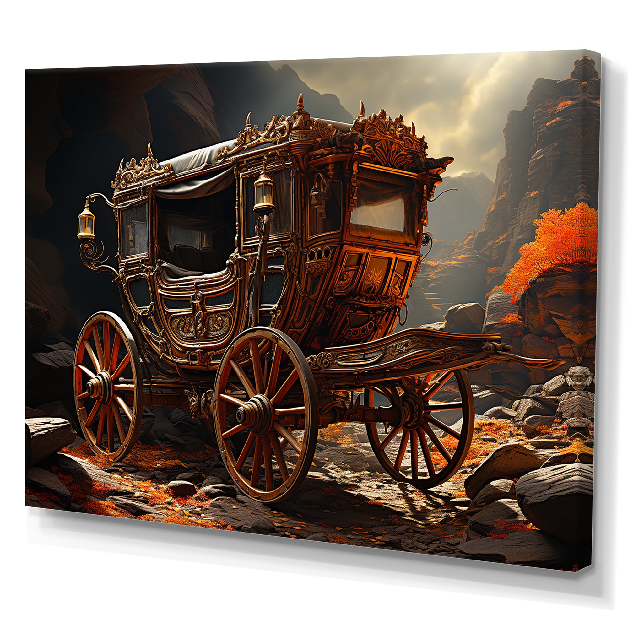 Fantasy Cart Adventure - Old American Cart Canvas Wall Art