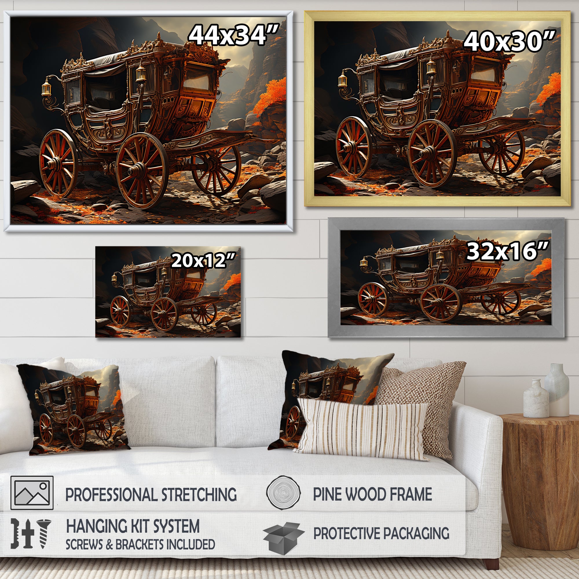Fantasy Cart Adventure - Old American Cart Canvas Wall Art
