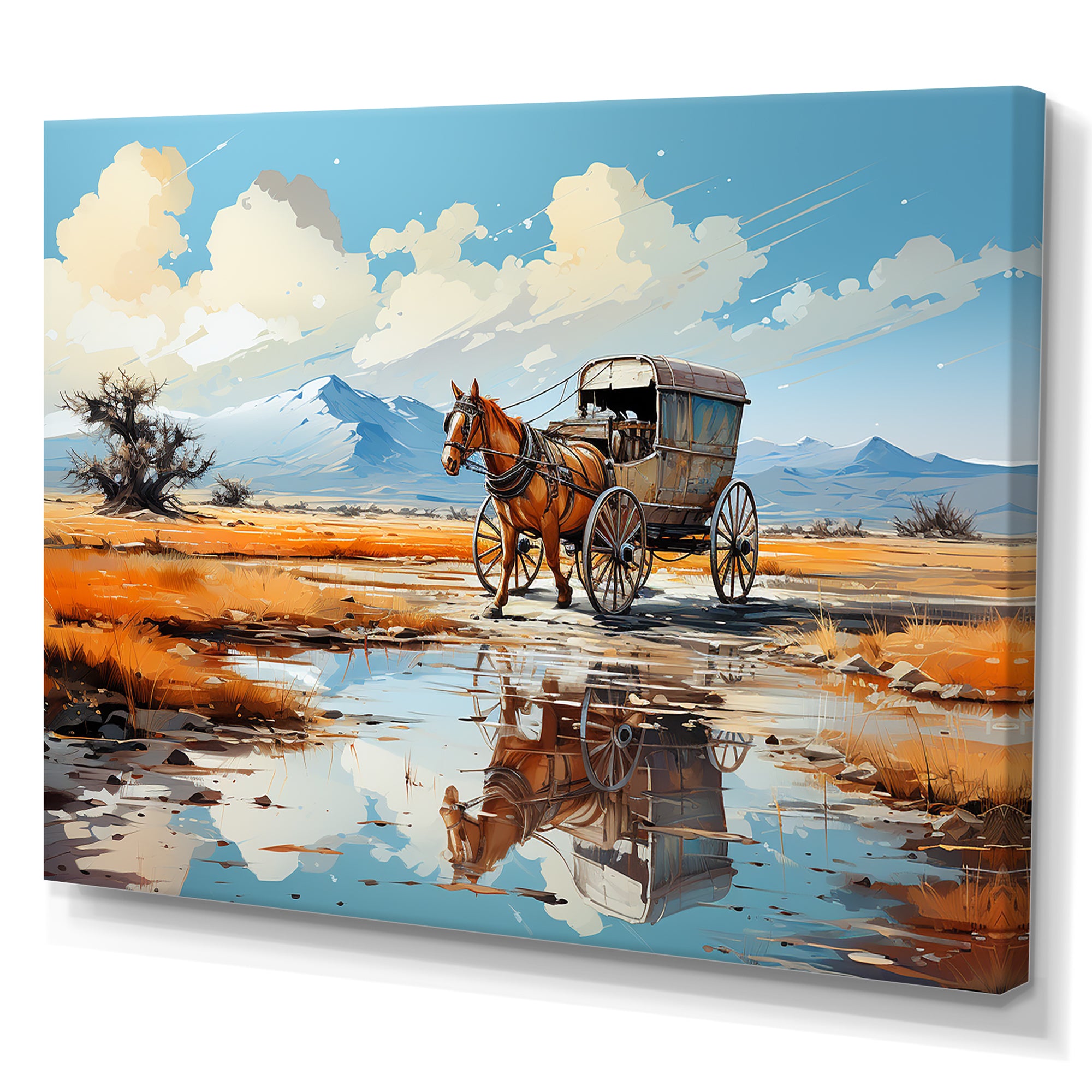 Old Western Wagon In Nevada I - Old American Cart Canvas Wall Art
