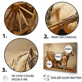 Minimalism Old American Cart With Horse - Old American Cart Canvas Wall Art