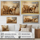 Minimalism Old American Cart With Horse - Old American Cart Canvas Wall Art