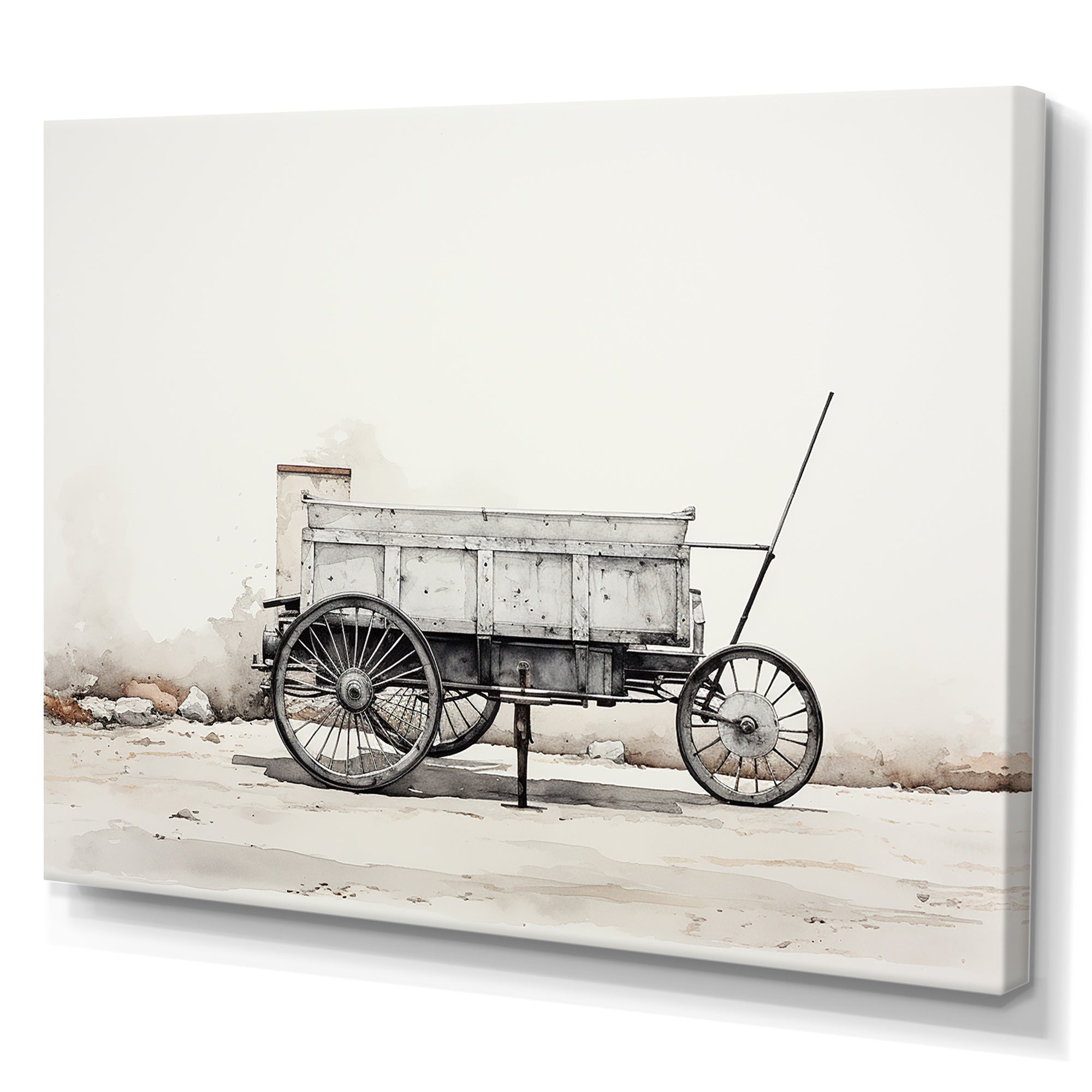 Minimalist Utility Western Carriage Cart - Old American Cart Canvas Wall Art