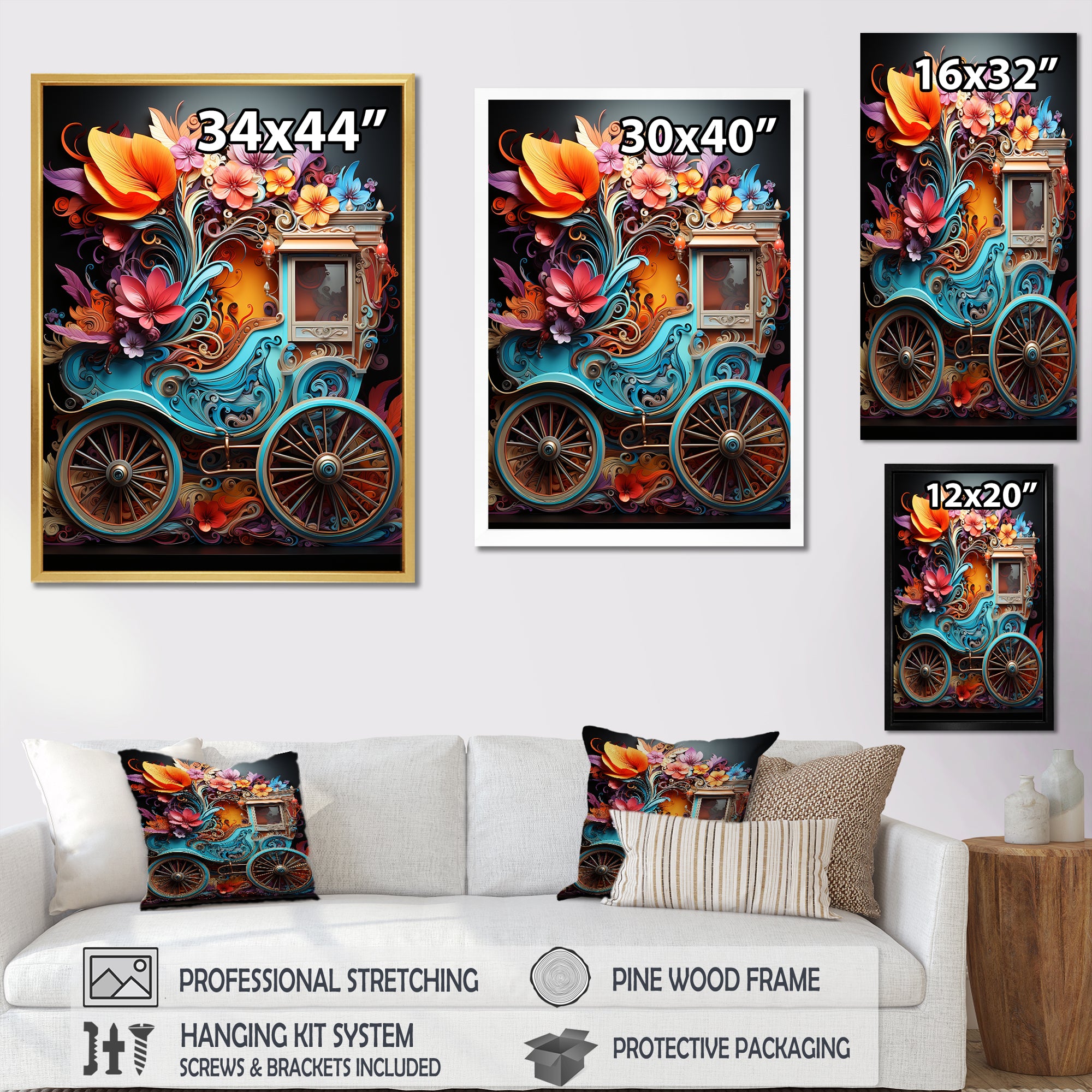 Pop Art Cart Retro - Old American Cart Canvas Wall Art