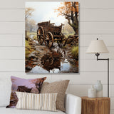 Watercolor Old Carriage Cart Memory - Old American Cart Canvas Wall Art