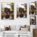 Watercolor Old Carriage Cart Memory - Old American Cart Canvas Wall Art