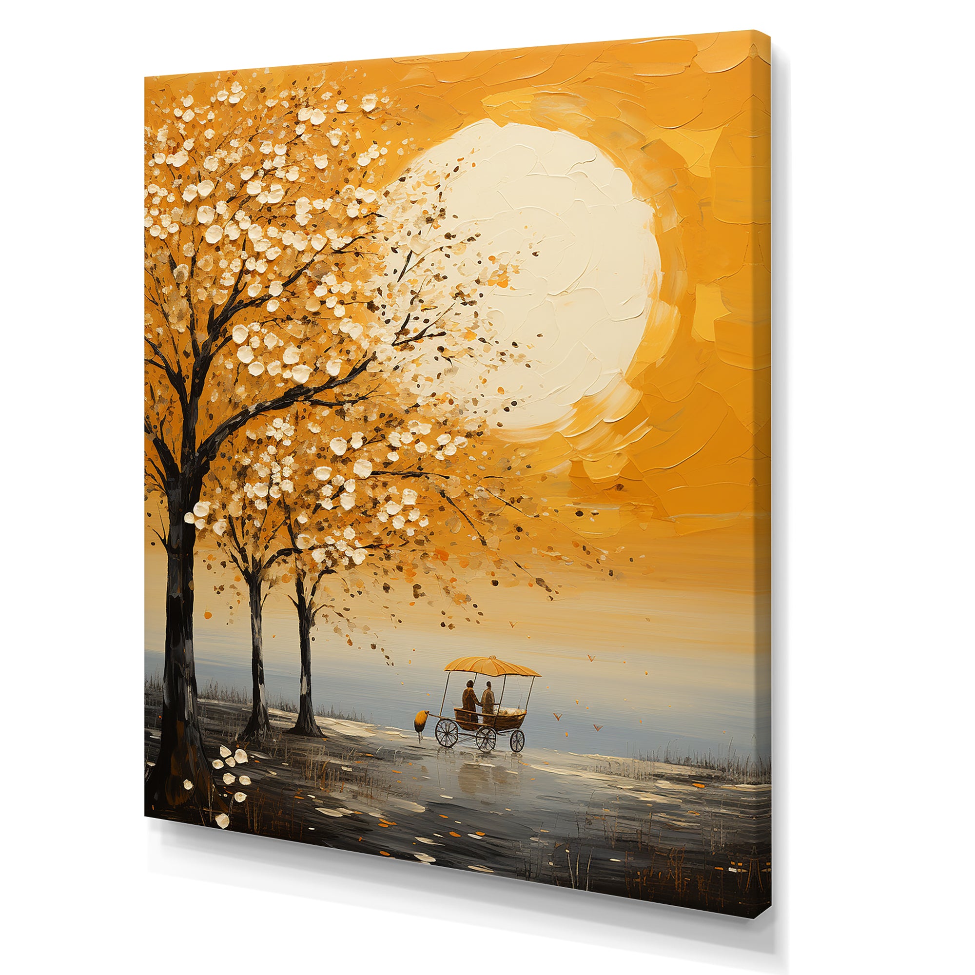 Yellow Old Carriage Cart Melody - Old American Cart Canvas Wall Art