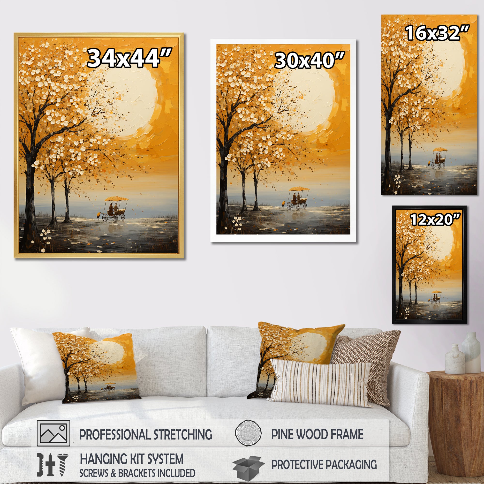 Yellow Old Carriage Cart Melody - Old American Cart Canvas Wall Art