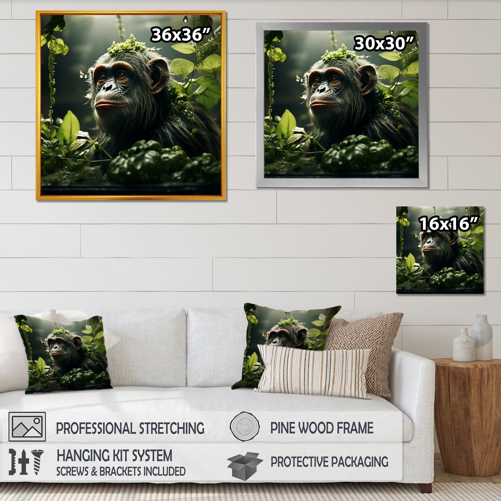 Photo Of Orangutan In Rainforest - Orangutan Framed Canvas Art