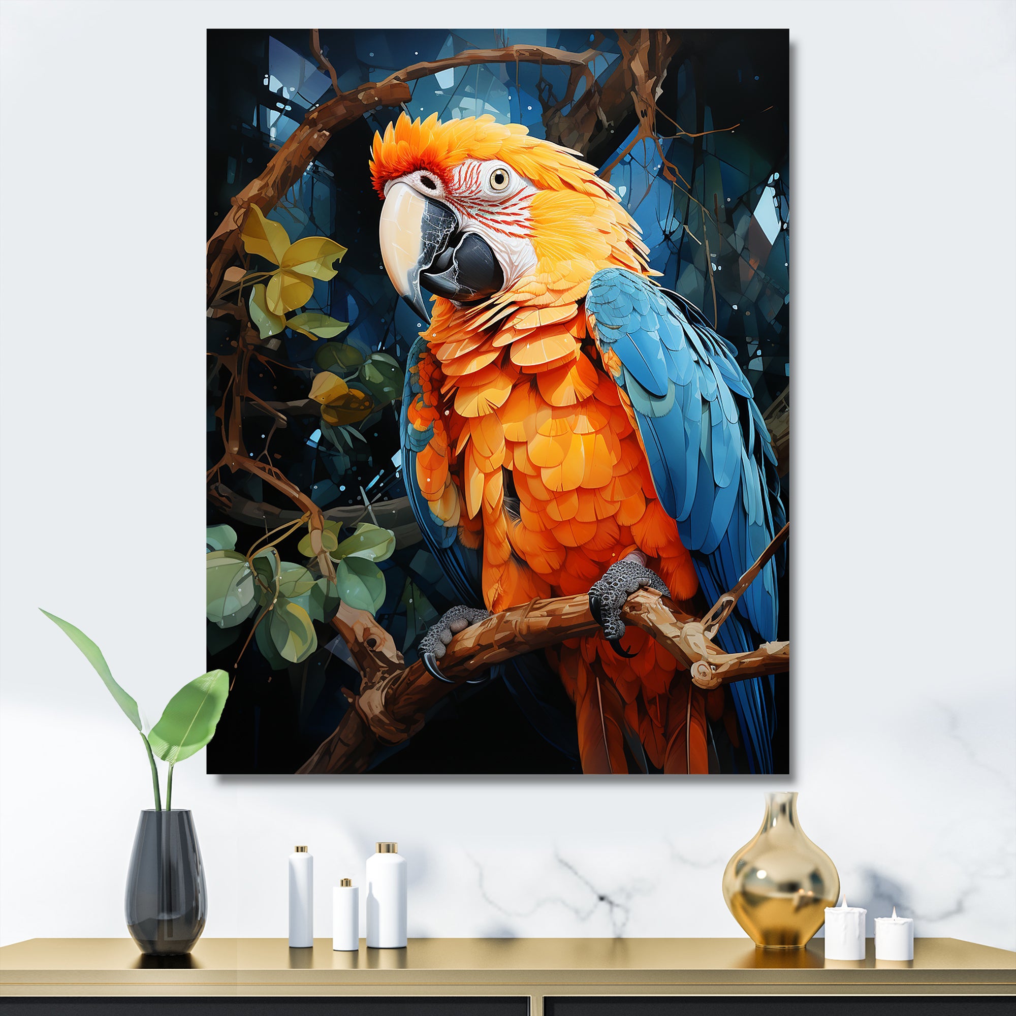 Yellow And Blue Parrot Paradise - Parrot Wall Art Prints
