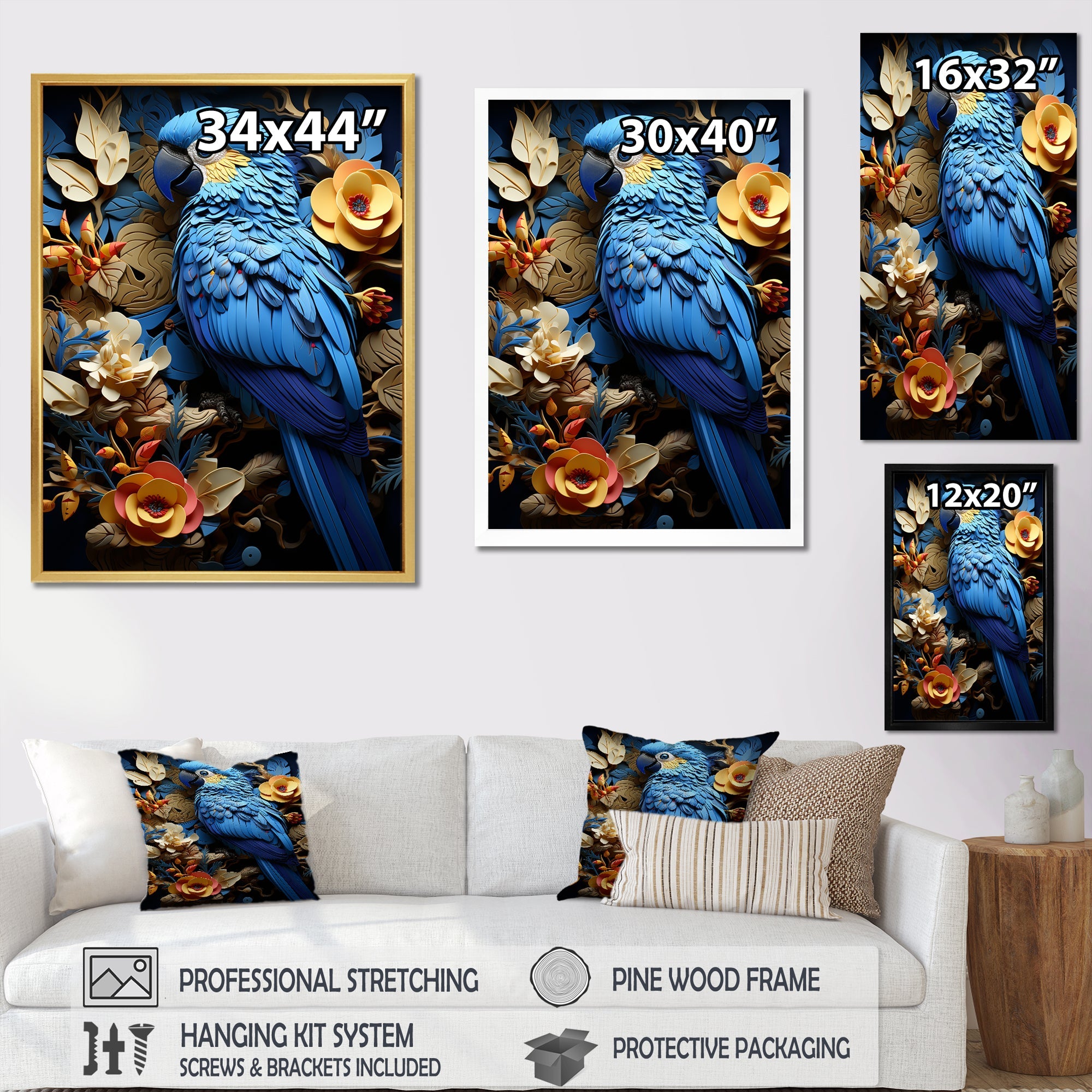 Blue Parrot Paradise - Blue Parrot Wall Art